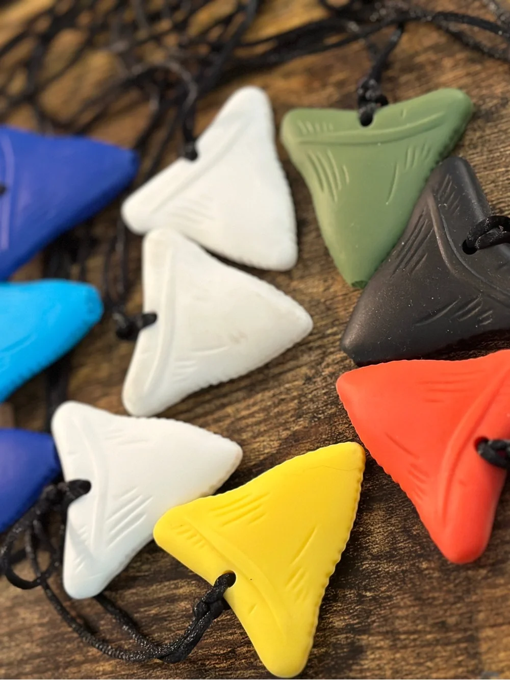 10 Chewy Silicone Necklaces Colorful OT Sensory School Shark Teeth ADHD READDESC